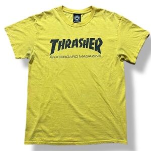 Vintage Thrasher Skateboard Magazine Yellow T Shirt Men's MEDIUM